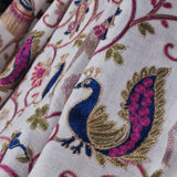 Shikaar Tilla Embroidery Fine Wool White Pashmina Shawl – Elephant & Peacock Design