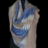 Soft Fine Wool Blue Ikat Pashmina Scarf Handwoven Wrap – Deep Azure - Baga Ethnik Living Default Title Accessories:Scarves & Wraps