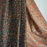 Floral Reversible Kani-Style Pashmina Wool Shawl – Dark Green & Beige