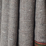 Warm Grey Yak Wool Shawl – Vibrant Kullu Border & Tassel Fringe