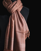 Sepia Brown Yak Wool Stole – Woven by Hand, Edged in Raw Wool