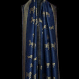 Twilight Reversible Shawl – Royal Blue & Gold Moonlight Design