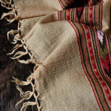 Gaia Beige Tibetan Angora Stole – Kullu Border Tassel Wrap