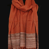 Sienna Orange Yak Wool Stole – Woven by Hand, Edged in Raw Wool