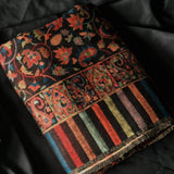 Floral Reversible Kani-Style Pashmina Wool Shawl – Black & Beige