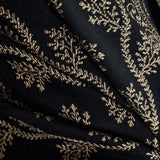 Black Pure Wool Stole – Silver Zari Woven Style