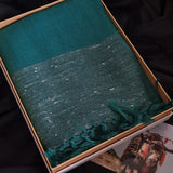 Cerulean Blue Yak Wool Stole – Handwoven Artisan Tassel Wrap