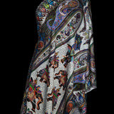 White Silk Wool Stole for Women - Fine Soft Shikaardar Print