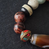 Tibetan Agate Dzi Bead Mixed Gemstone Handmade Himalayan Bracelet
