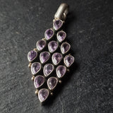 Faceted Amethyst Diamond-Shaped Pendant – 925 Sterling Silver Handmade Jewellery