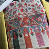Floral Reversible Kani-Style Pashmina Wool Shawl – White Alabaster & Beige