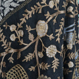 Shikaar -e- Tilla Black with Silver Floral Border Design Pashmina