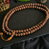 Tibetan 108 Mala Beads – Genuine Old Lotus Seed | Dark Brown Wrist & Neck Mala