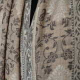 Kani-Style Woven Floral Luxury Pashmina Soft Stole – Cream & Black