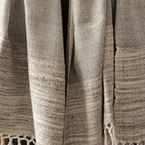 Cloud Grey Yak Wool Stole – Woven by Hand, Edged in Raw Wool