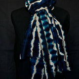 Authentic Luxury Kashmir Pure 100% Natural Cashmere dye-tie Pashmina Stole - Waves Blue - Baga Ethnik Living Default Title Accessories:Scarves & Wraps