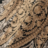 Paisley Black Pashmina Fine Wool Nalki Hand-Embroidered Stole