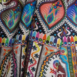 White Silk Wool Stole for Women - Fine Soft Shikaardar Print