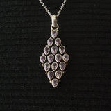Faceted Amethyst Diamond-Shaped Pendant – 925 Sterling Silver Handmade Jewellery