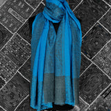 Bright Paisley Weave Design Kashmiri Pashmina Scarf - Carolina Blue