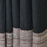 Black Yak Wool Shawl – Fine Weave, Brown Raw Border, Timeless Craft - Baga Ethnik Living Default Title Accessories:Scarves & Wraps