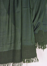 Deep Olive Green Yak Wool Stole – Handwoven Himalayan Tassel Wrap