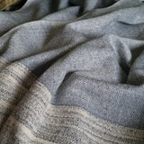 Pearly Grey Yak Wool Stole – Handwoven Raw Border Tassel Wrap
