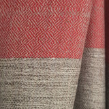 Coral Red Yak Wool Stole – Woven by Hand, Edged in Raw Wool