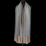 Handwoven Kashmiri Ikat Fine Wool Pashmina Stole – Midnight Blue - Baga Ethnik Living Default Title Accessories:Scarves & Wraps