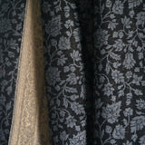 Fine Wool Jamawar Reversible Shawl – Iridium Black & Beige Floral Luxury Wrap