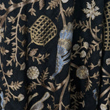 Shikaar -e- Tilla Black with Silver Floral Border Design Pashmina