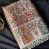 Women's Wool Kani Ethnic Weave Shawl – White