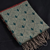 Himalayan Geometric Wool Shawl – Vibrant Tibetan Blanket Throw