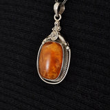 Cloudy Honey Baltic Amber Vintage Silver Sterling 925 Pendant