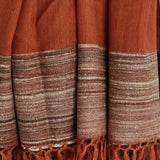Sienna Orange Yak Wool Stole – Woven by Hand, Edged in Raw Wool