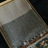 Mauve Yak Wool Stole with Fine Wool Raw Border