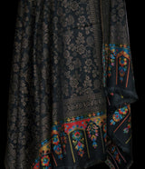 Kashida Vintage Kani Weaved Palla Shawl – Warm, Soft, and Timeless in Black