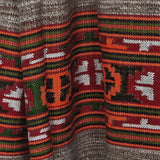 Brown Striped Yak Wool Shawl – Vibrant Kullu Border & Tassel Fringe