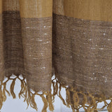 Caramel Brown Yak Wool Stole – Woven by Hand, Edged in Raw Wool