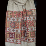 Luxury Beige Pashmina Stole with Kullu Woven Palla – Timeless Style