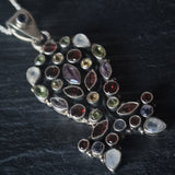 Multi-Gemstone Healing Himalayan Vintage Silver 925 Pendant