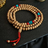 Tibetan 108 Mala Beads – Yak Bone, Turquoise & Coral Prayer Beads Necklace