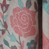 Pink and Teal Rose Motif Kani-Style White Stole – Silk Modal Blend