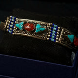 Mantra Silver Tibetan Turquoise and Coral Bracelet Jewellery