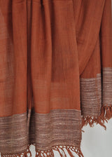 Muted Orange Yak Wool Stole with Fine Wool Raw Border