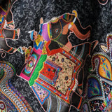 Men's Fine Silk Wool Pashmina Stole – Black Elephant Print