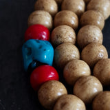 Tibetan 108 Mala Beads – Yak Bone, Turquoise & Coral Prayer Beads Necklace