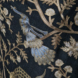 Shikaar -e- Tilla Black with Silver Floral Border Design Pashmina