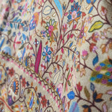 Kalamkari Kani Leaf Print Silk-Wool Pashmina Shawl – Beige Multicolour