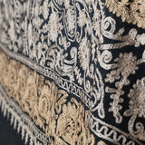Paisley Black Pashmina Fine Wool Nalki Hand-Embroidered Stole